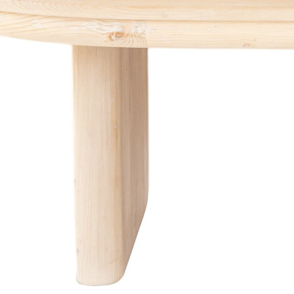54" Natural Solid Wood Oval Solid Coffee Table-4