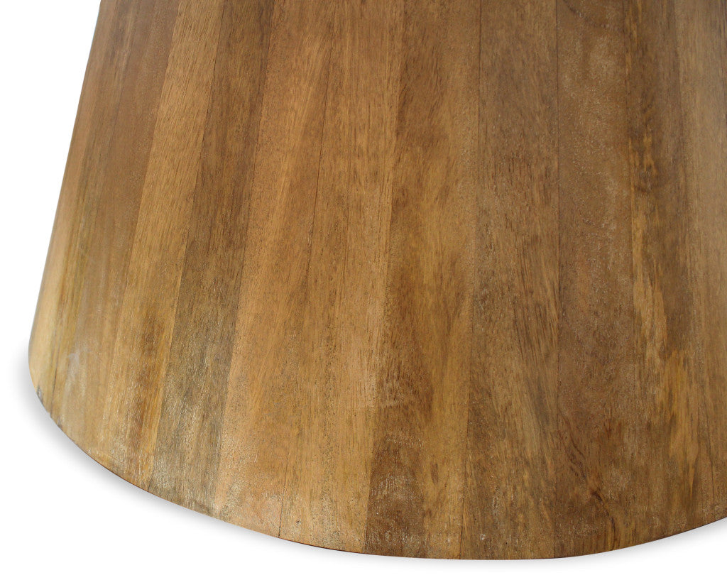 60" Natural Rounded Solid Wood Pedestal Base Dining Table-6