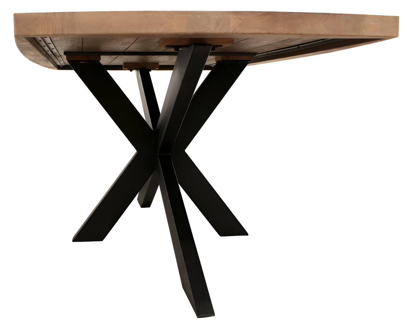 82" Natural And Black Solid Wood And Iron Pedestal Base Dining Table-2