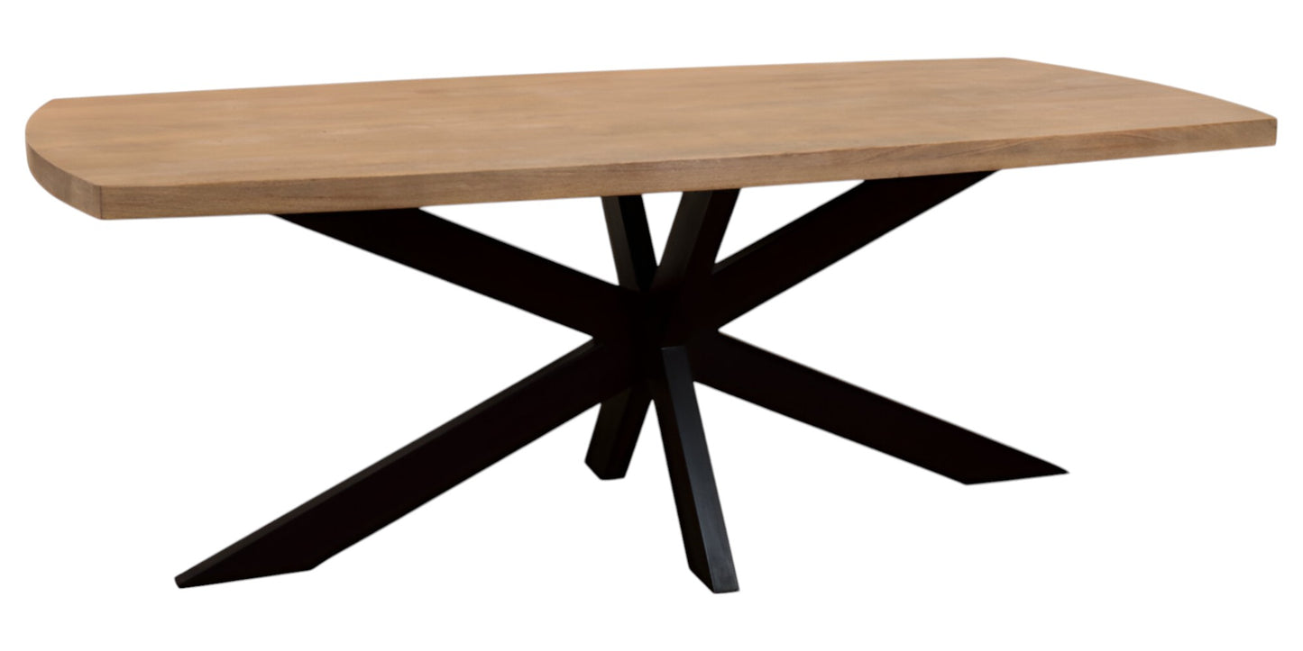 82" Natural And Black Solid Wood And Iron Pedestal Base Dining Table-3