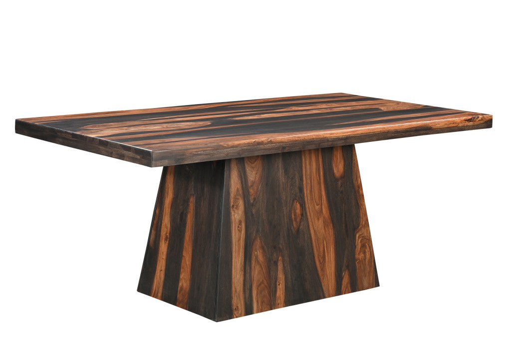 75" Brown Solid Wood Pedestal Base Dining Table-1