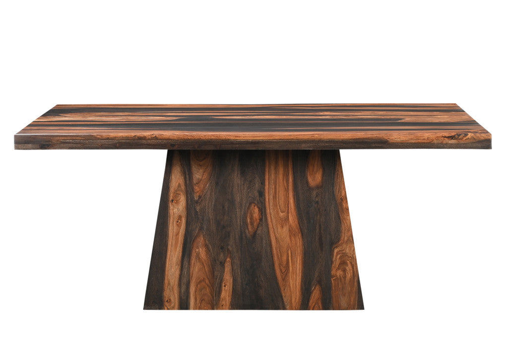 75" Brown Solid Wood Pedestal Base Dining Table-2