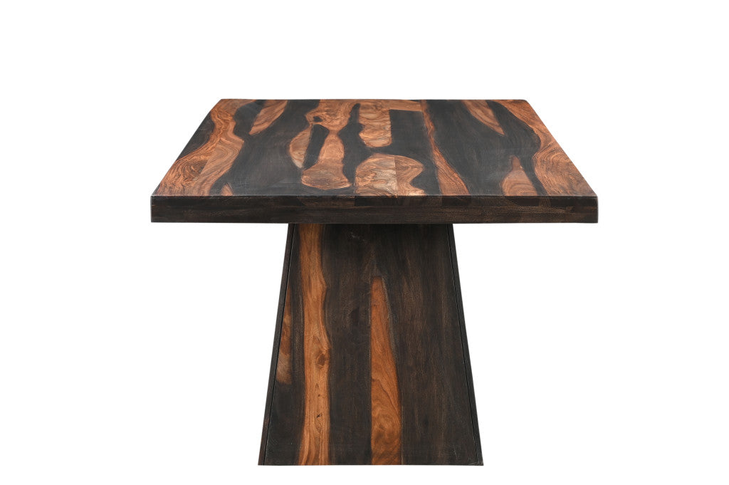 75" Brown Solid Wood Pedestal Base Dining Table-4