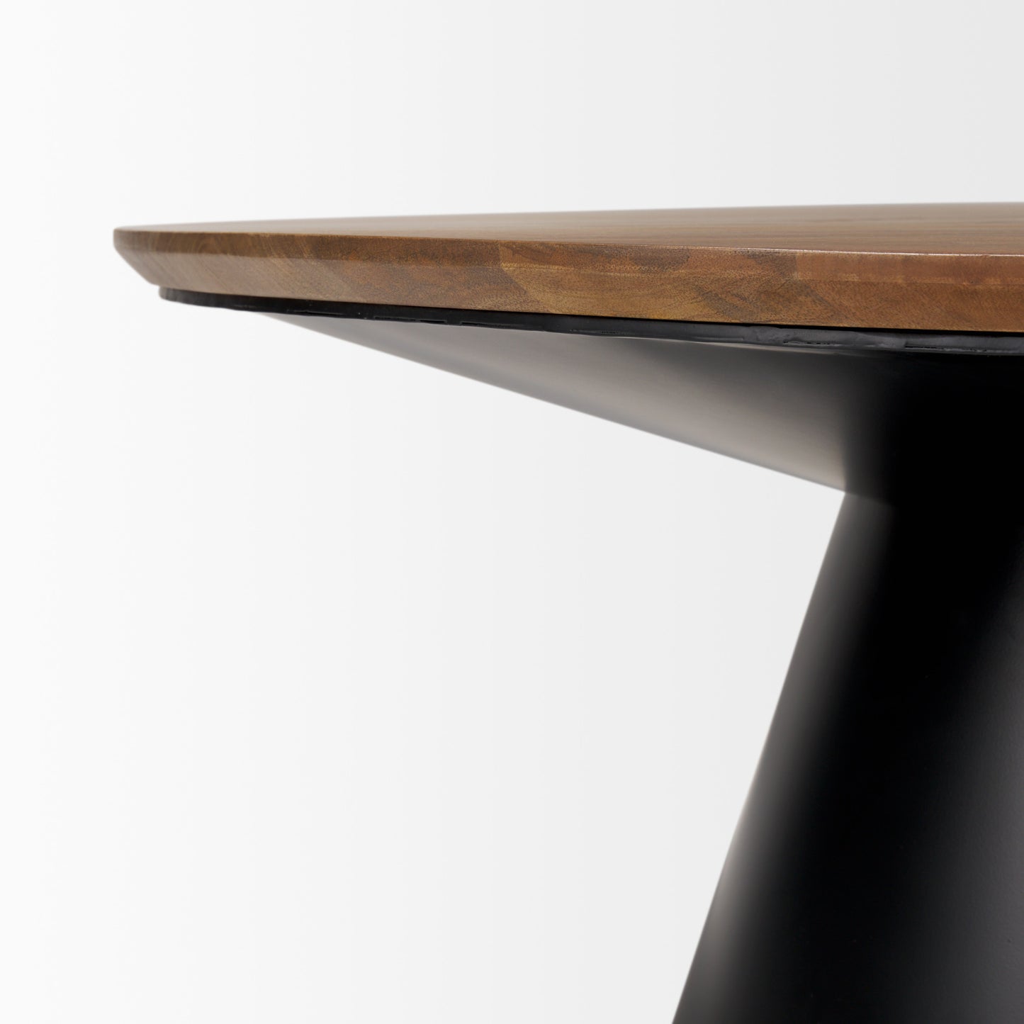 40" Brown and Black Solid Wood and Iron Round Pedestal Coffee Table-4
