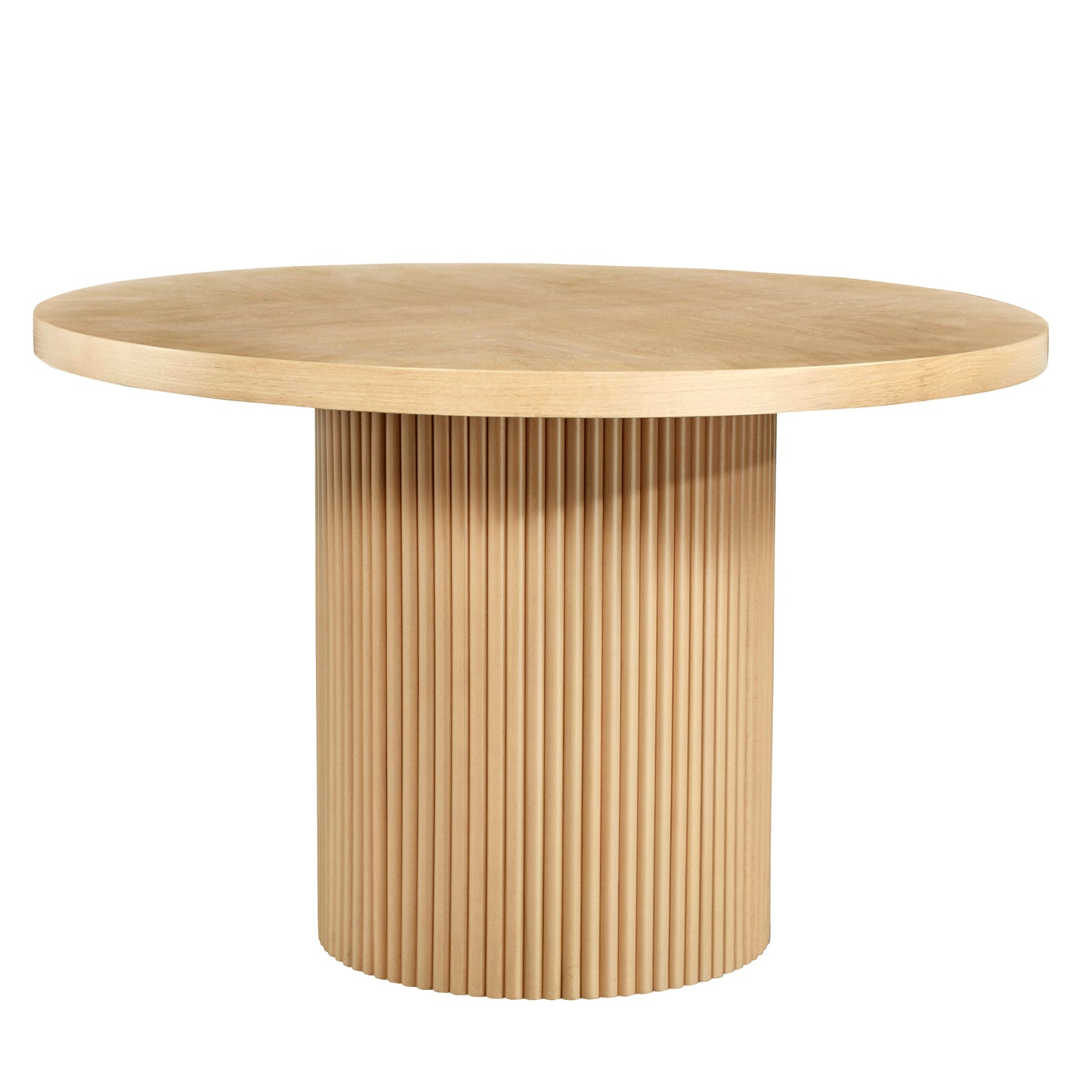 48" Natural Wood Pedestal Base Round Top Dining Table-1