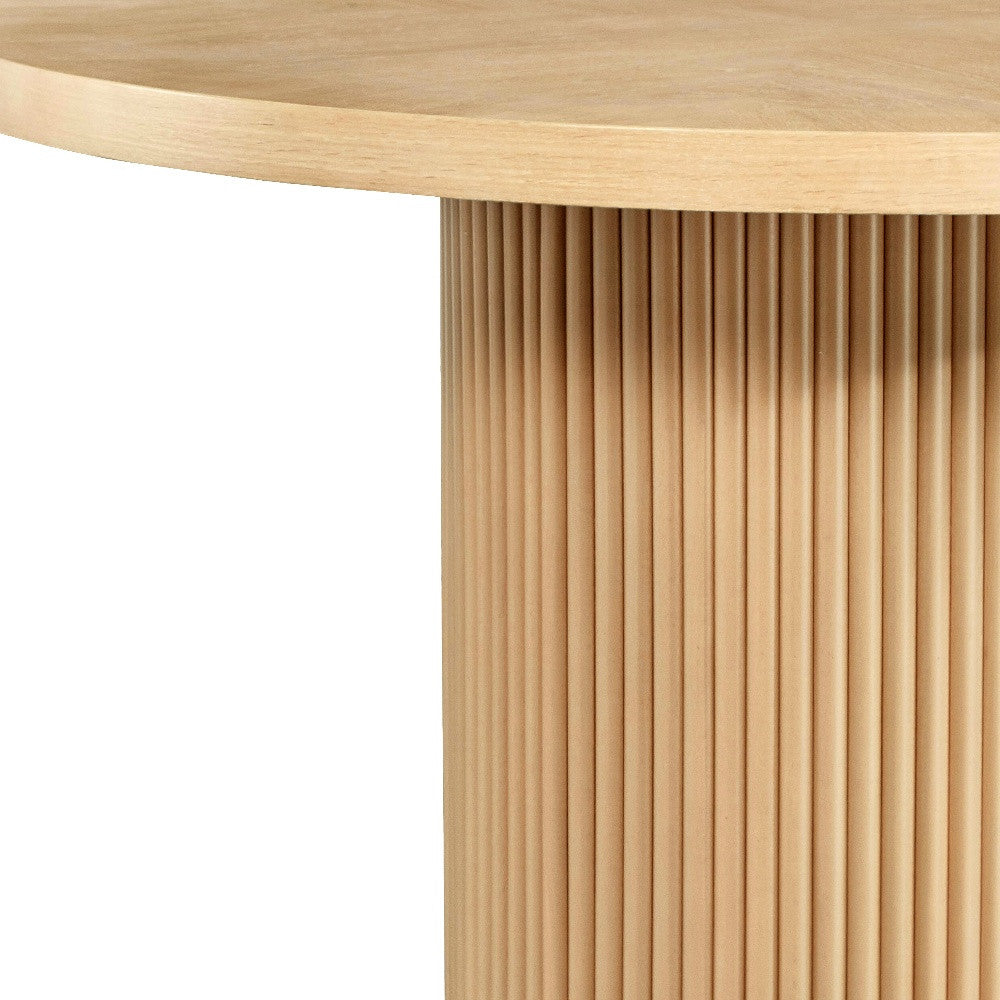 48" Natural Wood Pedestal Base Round Top Dining Table-2