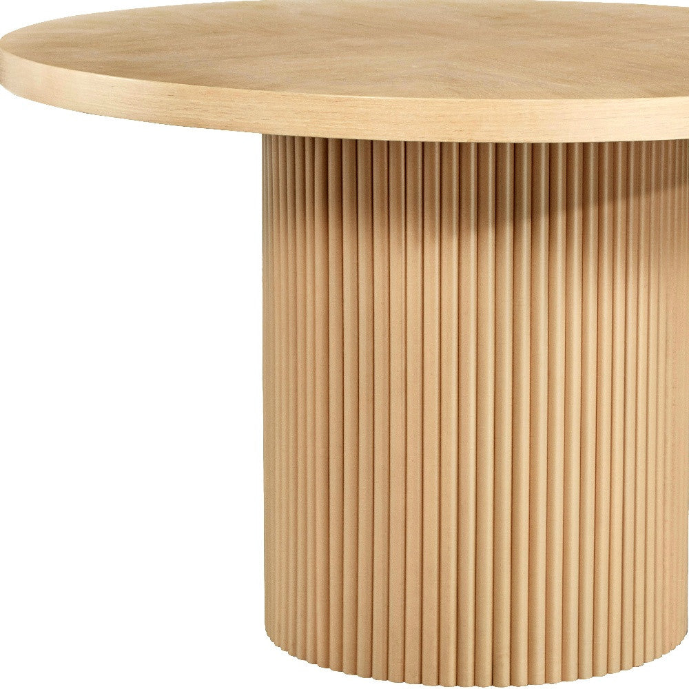48" Natural Wood Pedestal Base Round Top Dining Table-3
