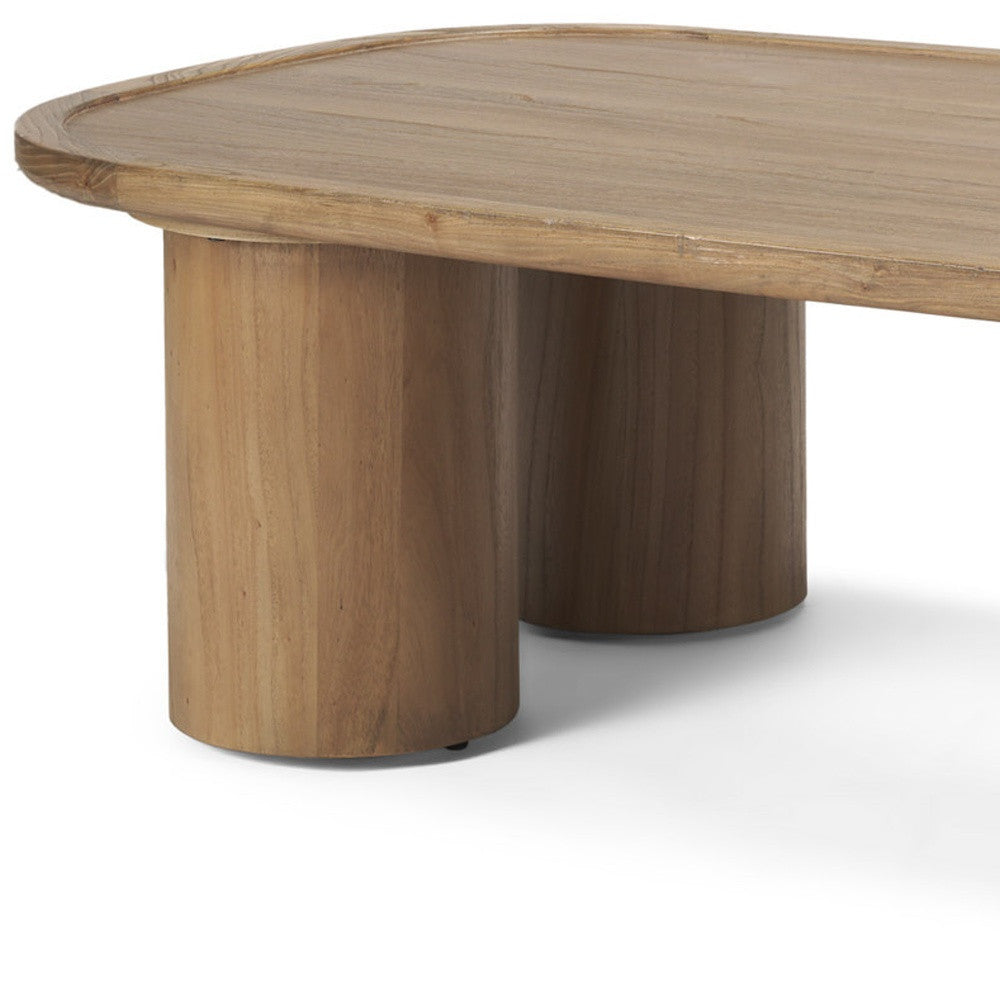 55" Natural Solid Wood Oval Coffee Table-7