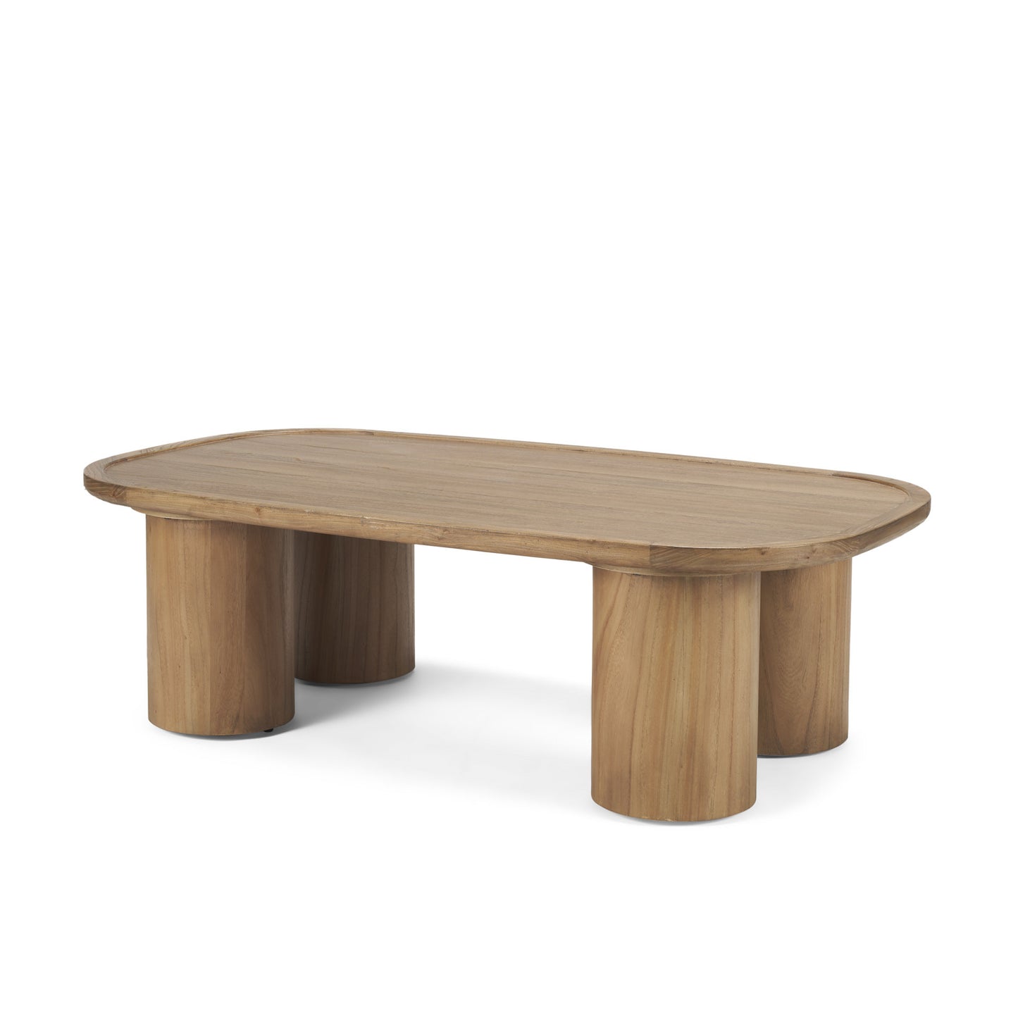 55" Natural Solid Wood Oval Coffee Table-1