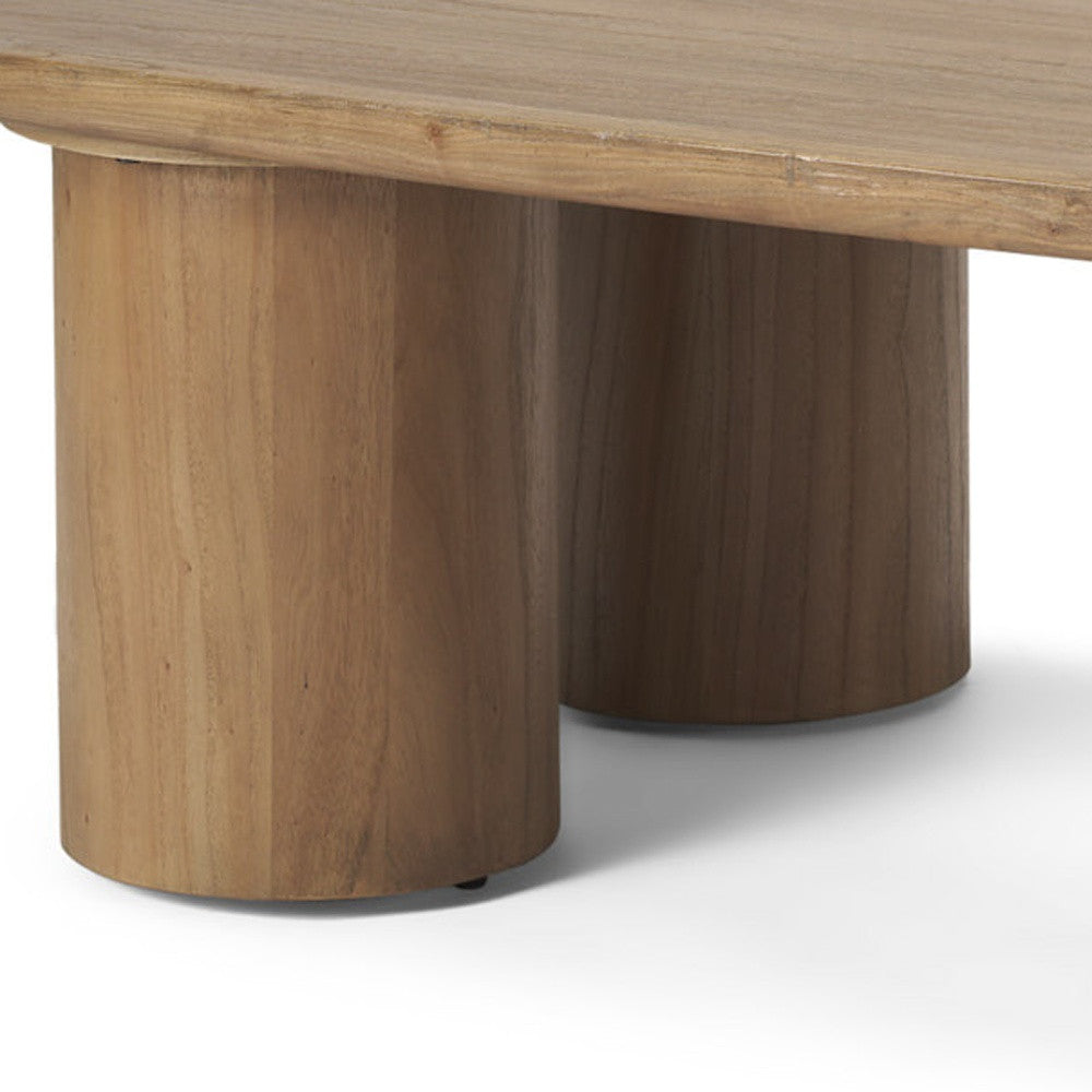 55" Natural Solid Wood Oval Coffee Table-6