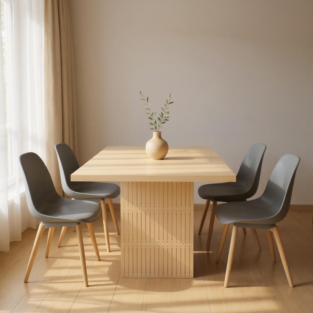 48" Natural Solid Wood Pedestal Base Square Dining Table-0