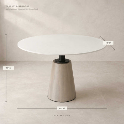 Marlow 48" Round Marble Dining Table, White