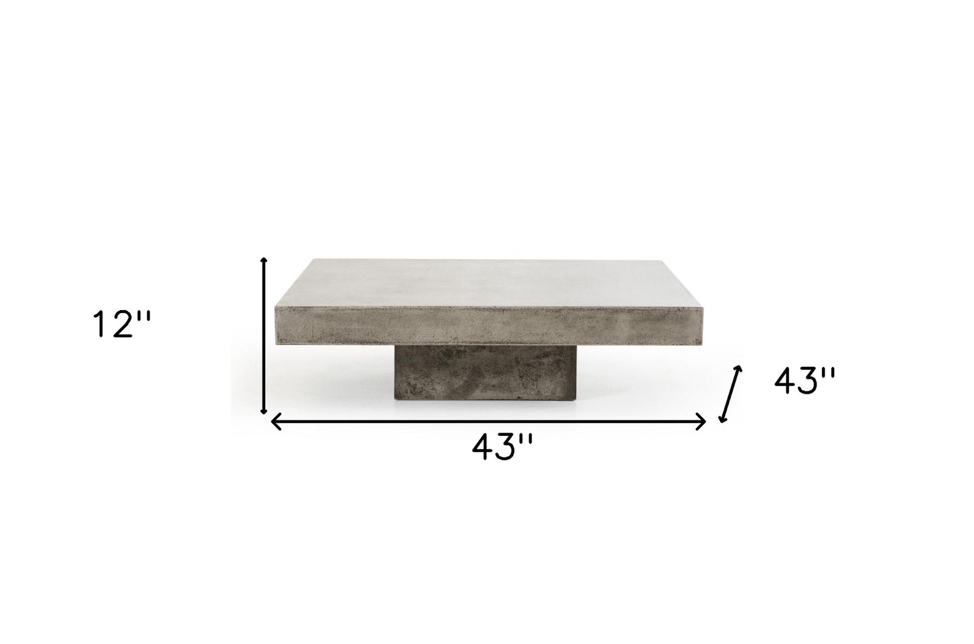 43" Gray and Dark Gray Concrete Square Block Coffee Table-6