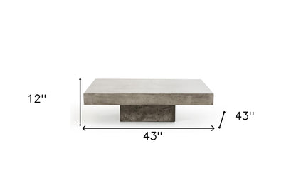 43" Gray and Dark Gray Concrete Square Block Coffee Table-6