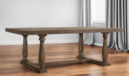 84" Brown Solid Wood Trestle Base Dining Table-0