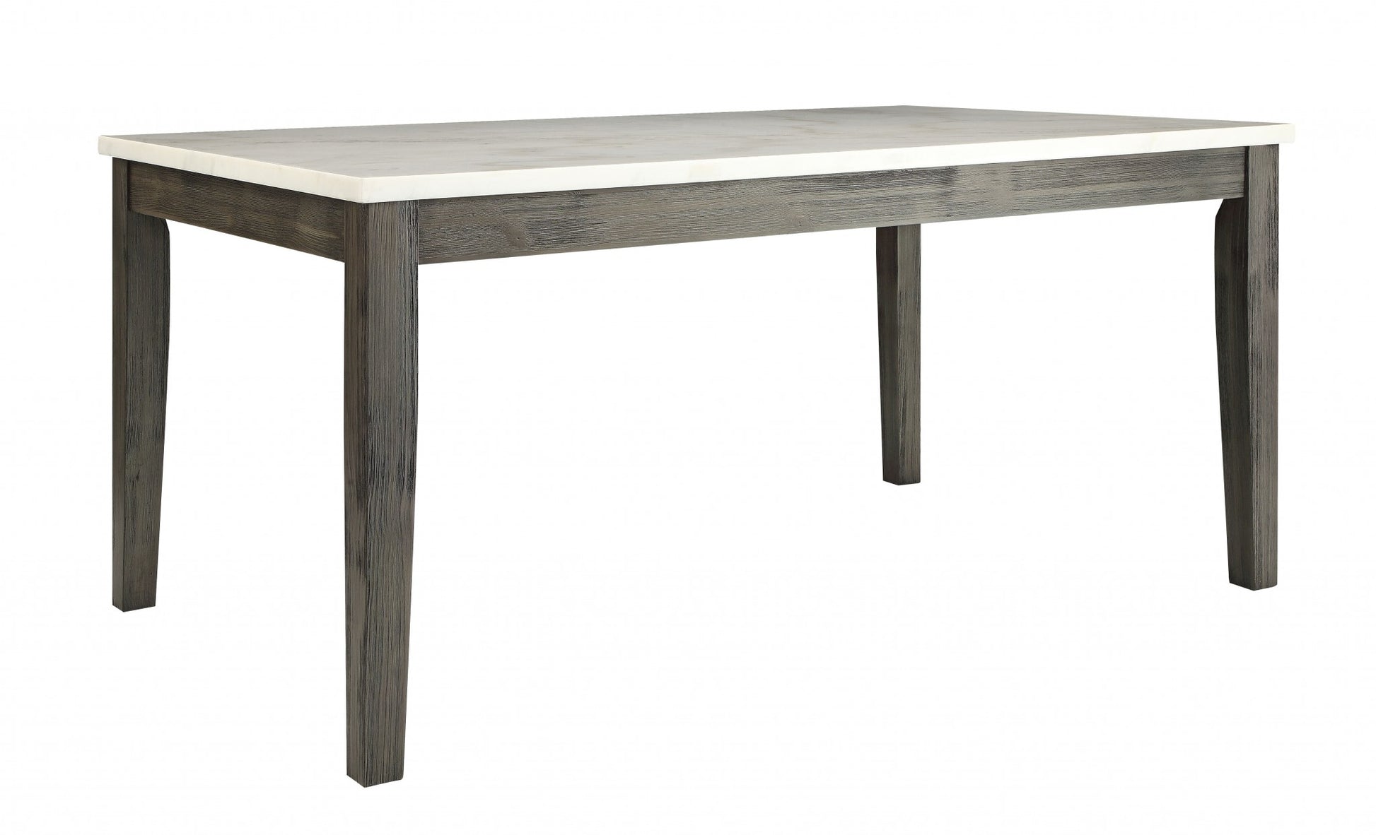 64" White And Gray Marble And Solid Wood Dining Table-1