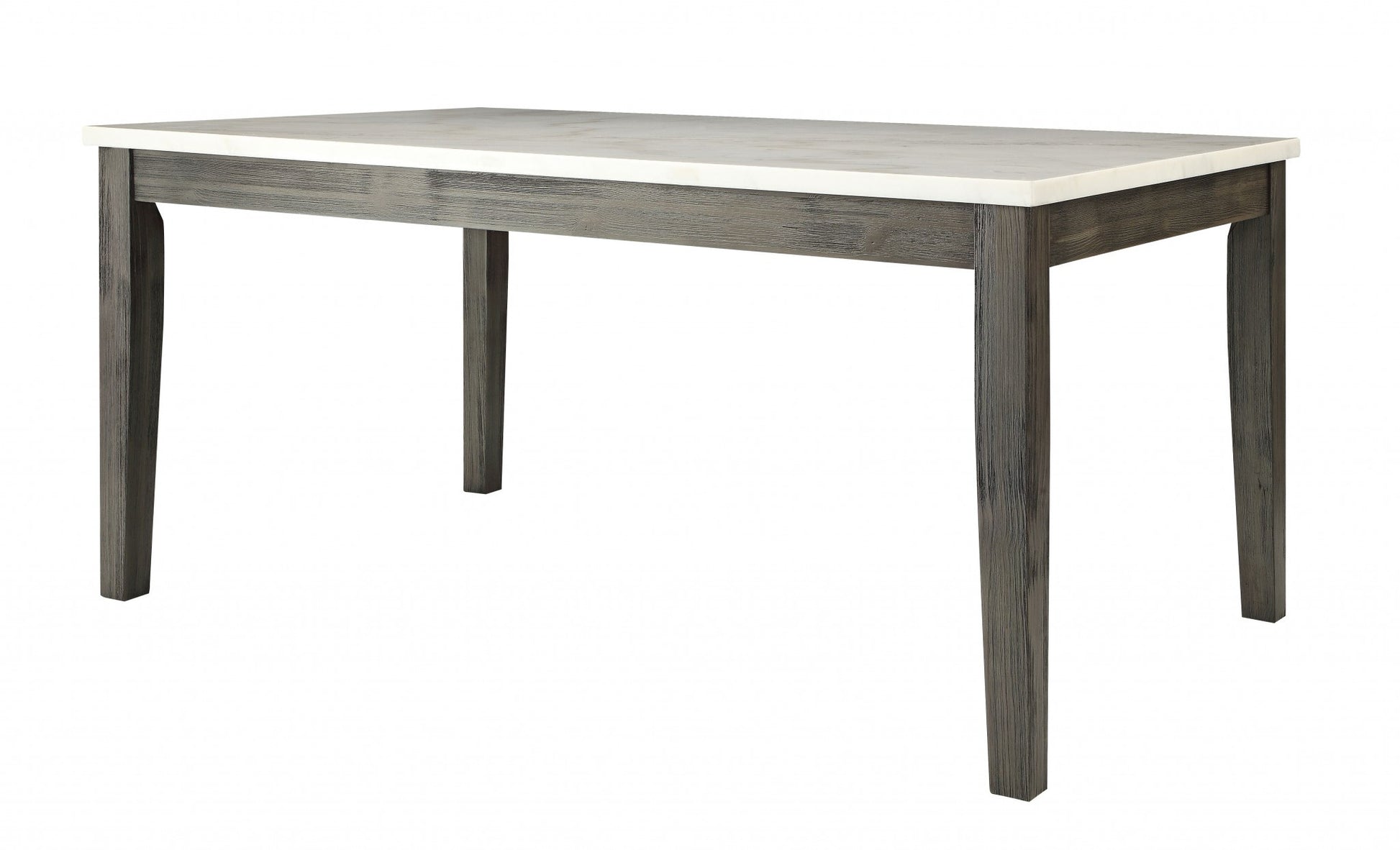 64" White And Gray Marble And Solid Wood Dining Table-3