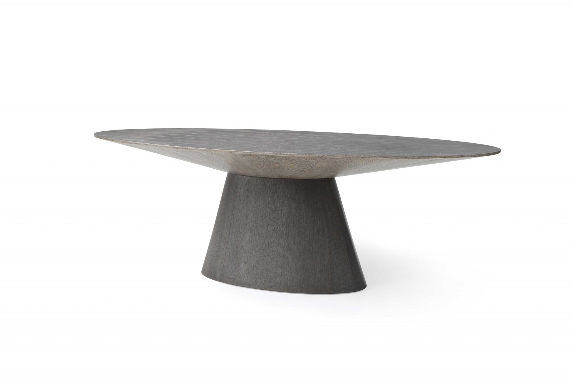 95" Gray Rounded Solid Wood Pedestal Base Dining Table-2