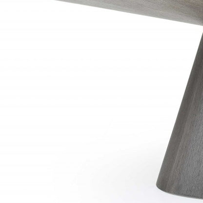 95" Gray Rounded Solid Wood Pedestal Base Dining Table-5