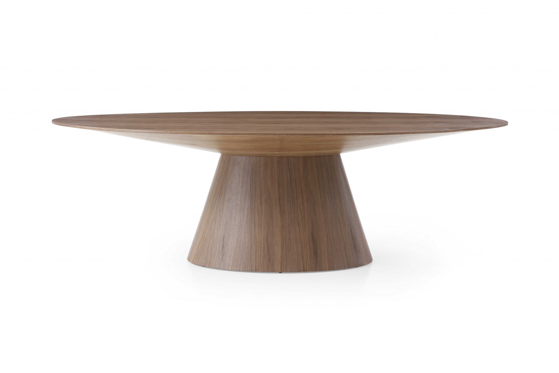 95" Brown Oval Solid Wood Pedestal Base Dining Table-0