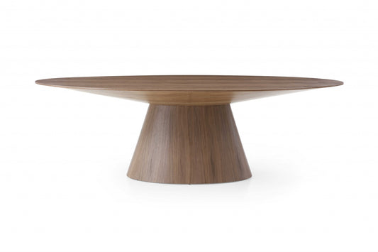 95" Brown Oval Solid Wood Pedestal Base Dining Table-0