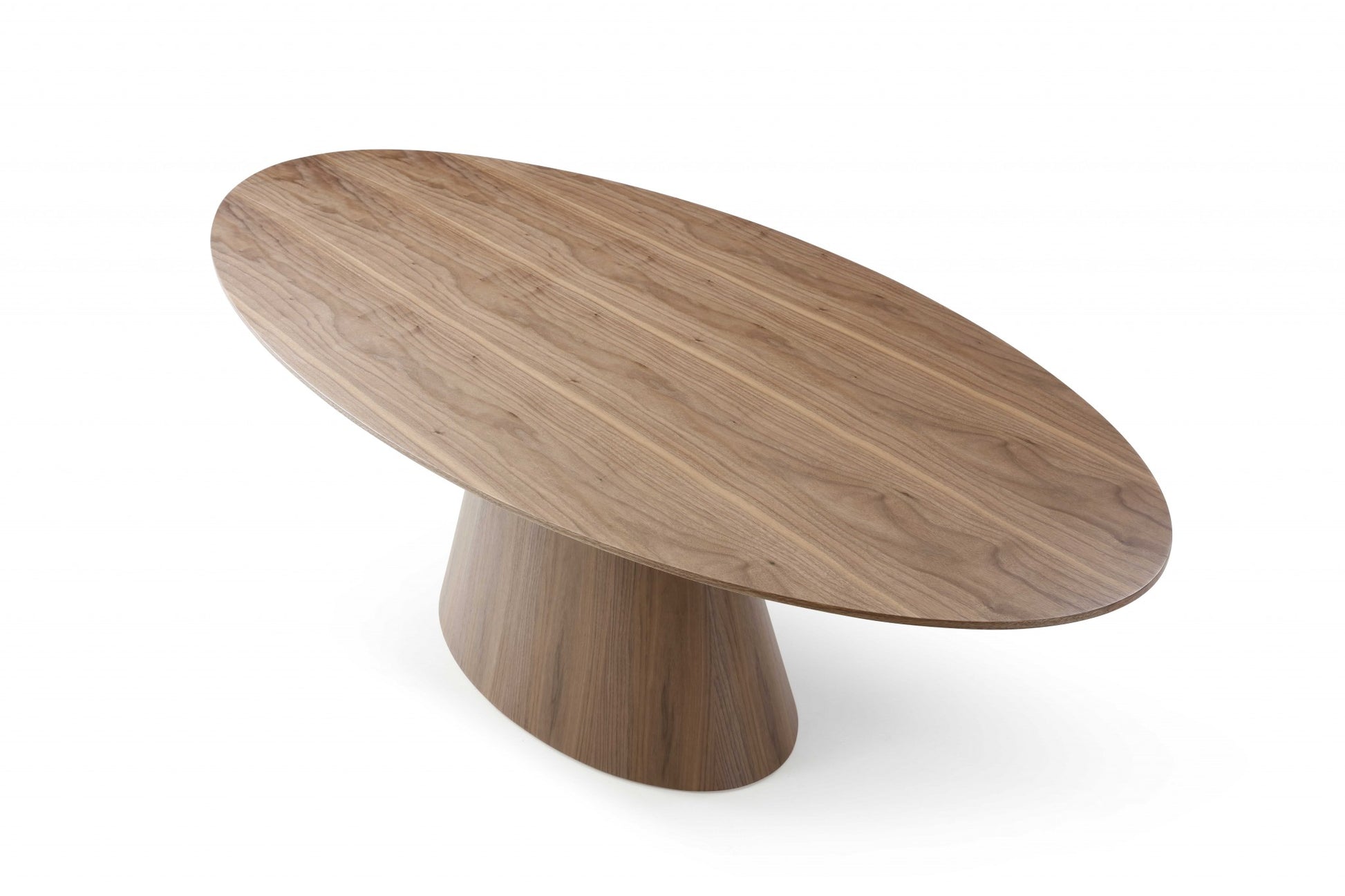 95" Brown Oval Solid Wood Pedestal Base Dining Table-4