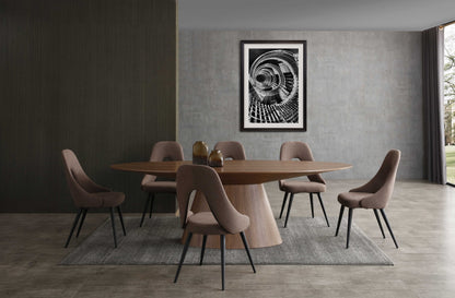 95" Brown Oval Solid Wood Pedestal Base Dining Table-8