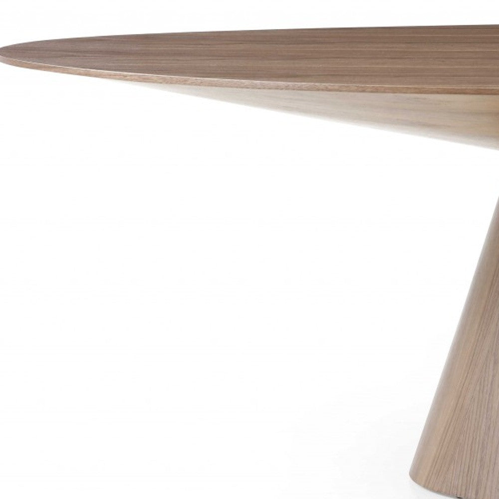 95" Brown Oval Solid Wood Pedestal Base Dining Table-7