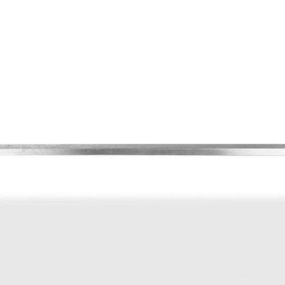 Ellis 55-inch dining table with a brown solid wood top on a silver stainless steel base, additional view
