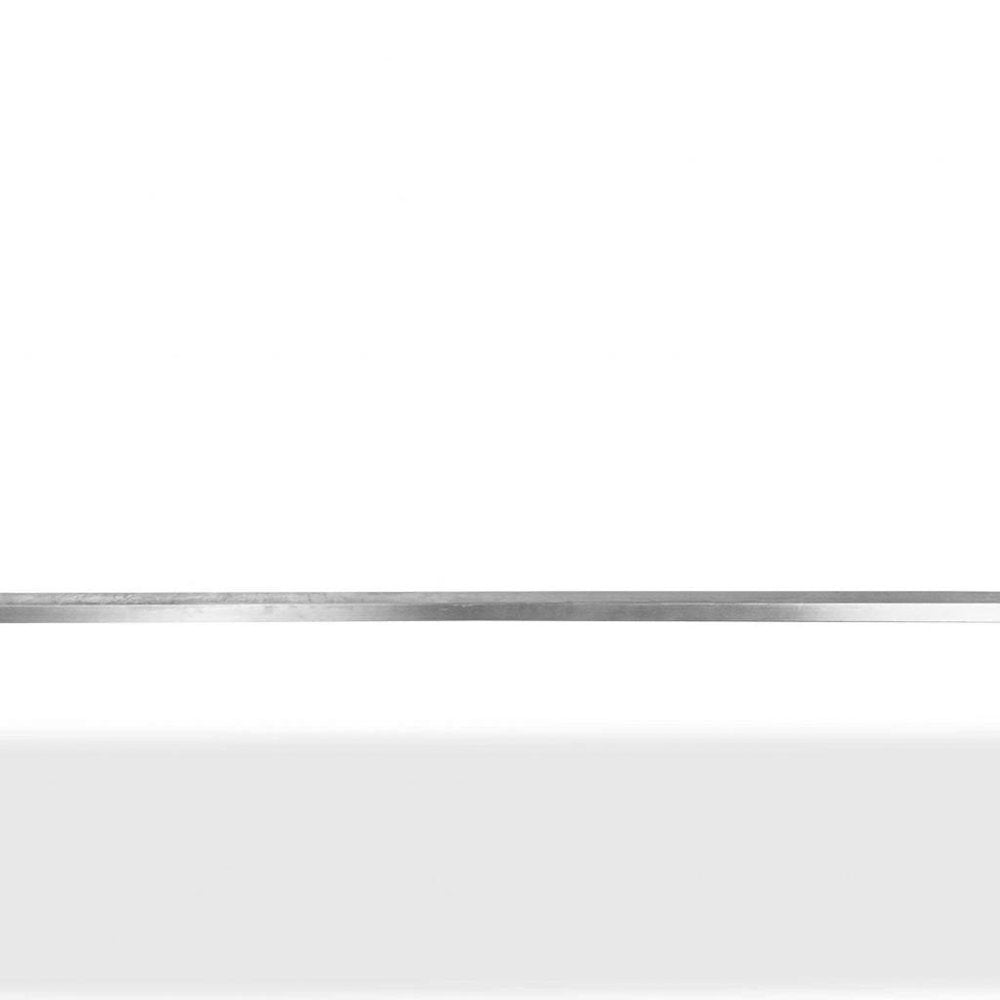Ellis 55-inch dining table with a brown solid wood top on a silver stainless steel base, additional view