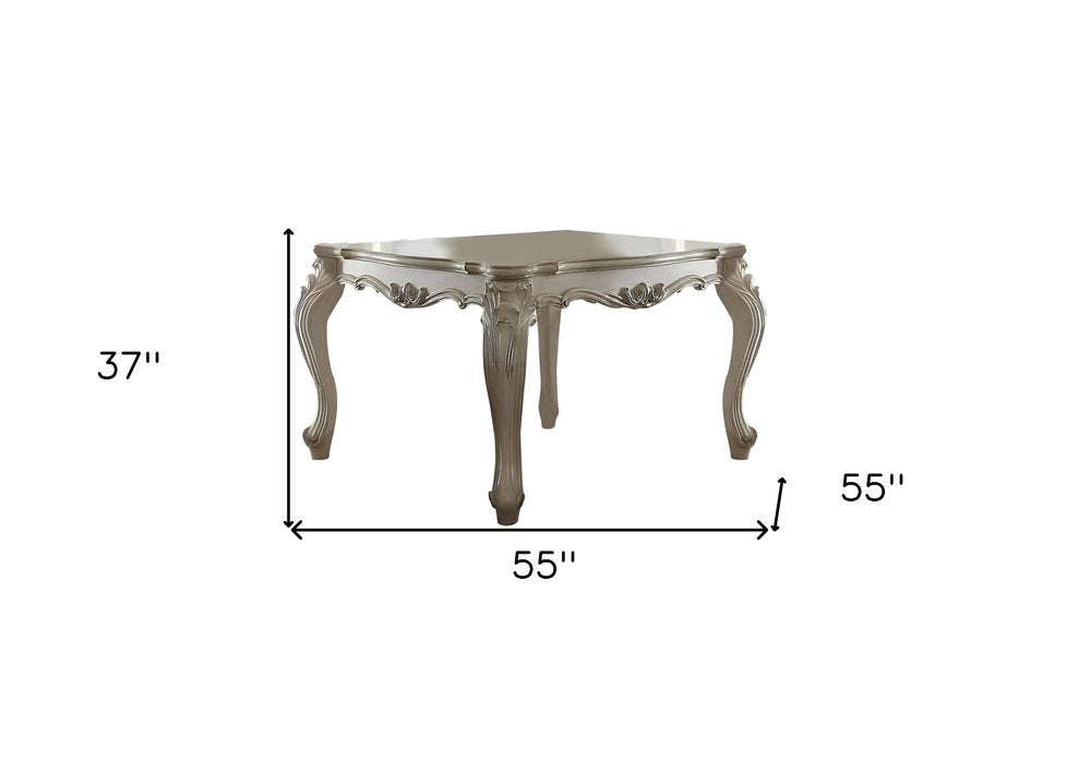 Wren 55-inch square dining table in an antiqued white finish, additional view