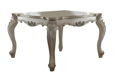 Wren 55-inch square dining table in an antiqued white finish, additional view