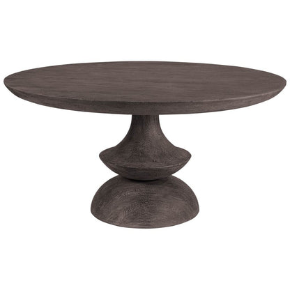 60" Gray Rounded Solid Wood Pedestal Base Dining Table-1
