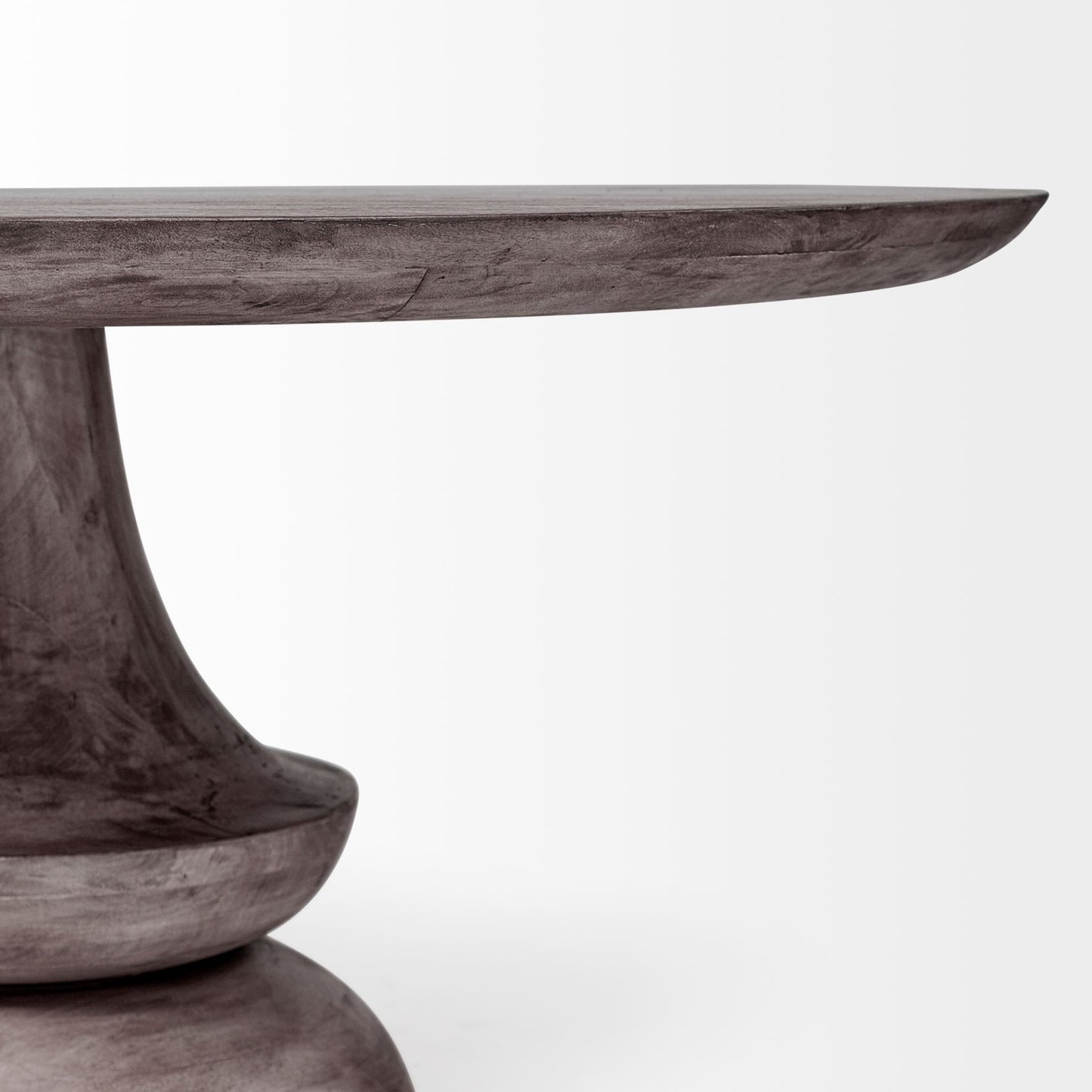 60" Gray Rounded Solid Wood Pedestal Base Dining Table-3