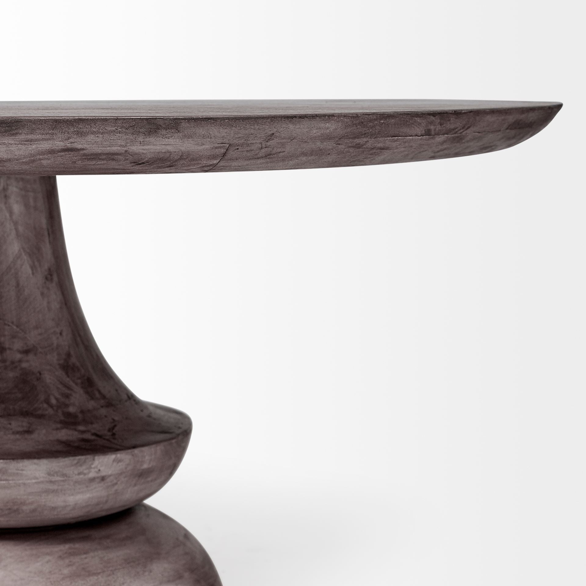 60" Gray Rounded Solid Wood Pedestal Base Dining Table-3