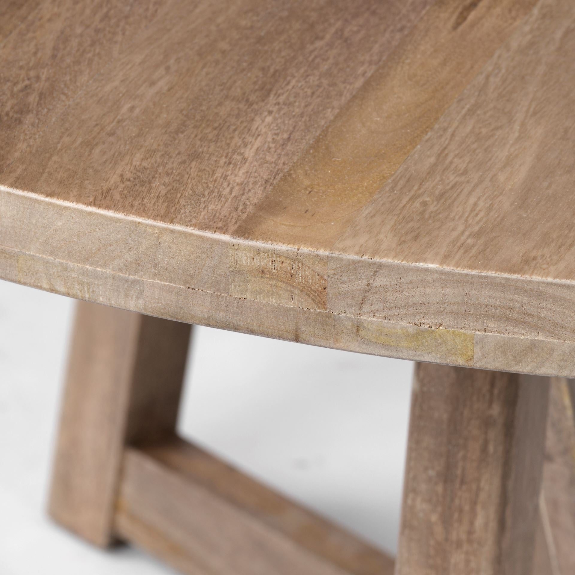 Hollis 60-inch round dining table in brown solid wood on a pedestal base, additional view