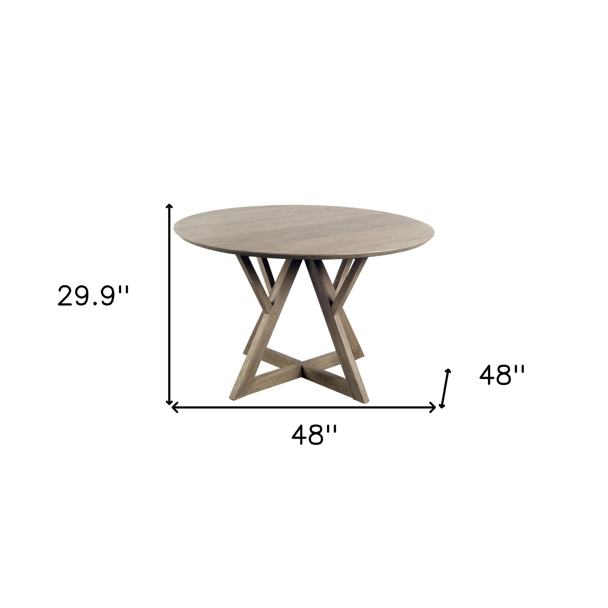 48" Brown Rounded Solid Wood Pedestal Base Dining Table-4