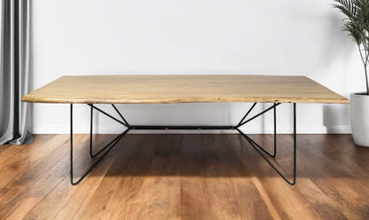 80" Brown And Black Solid Wood And Metal Dining Table-0