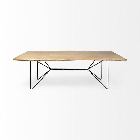 80" Brown And Black Solid Wood And Metal Dining Table-1
