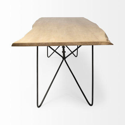 80" Brown And Black Solid Wood And Metal Dining Table-3