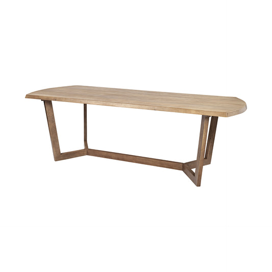 92" Natural And Brown Solid Wood Trestle Base Dining Table-0