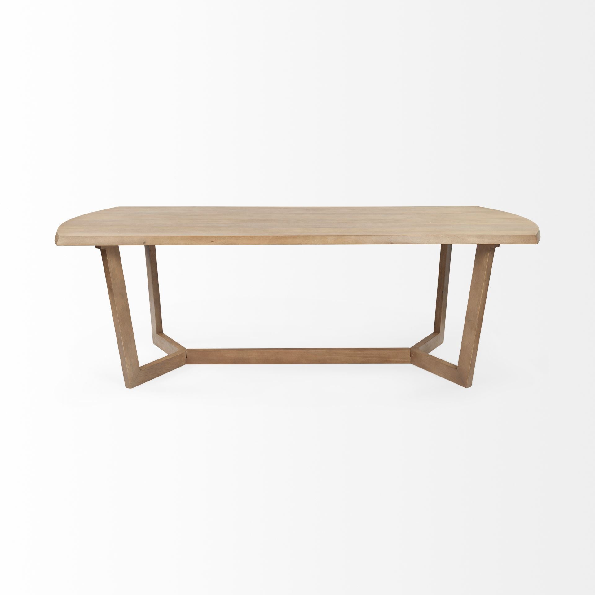 92" Natural And Brown Solid Wood Trestle Base Dining Table-2