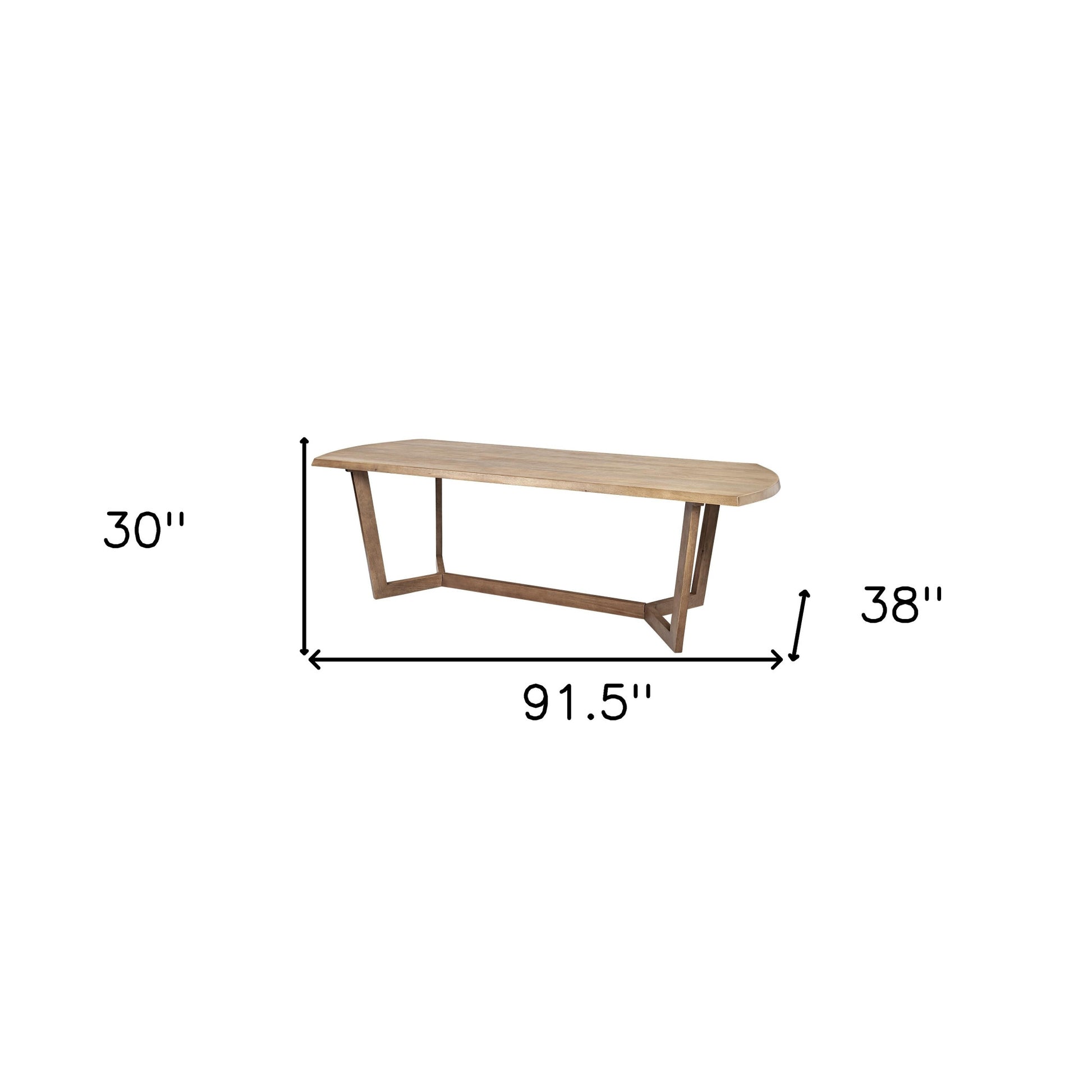 92" Natural And Brown Solid Wood Trestle Base Dining Table-8