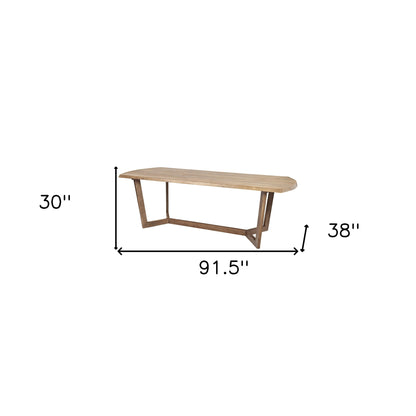 92" Natural And Brown Solid Wood Trestle Base Dining Table-8
