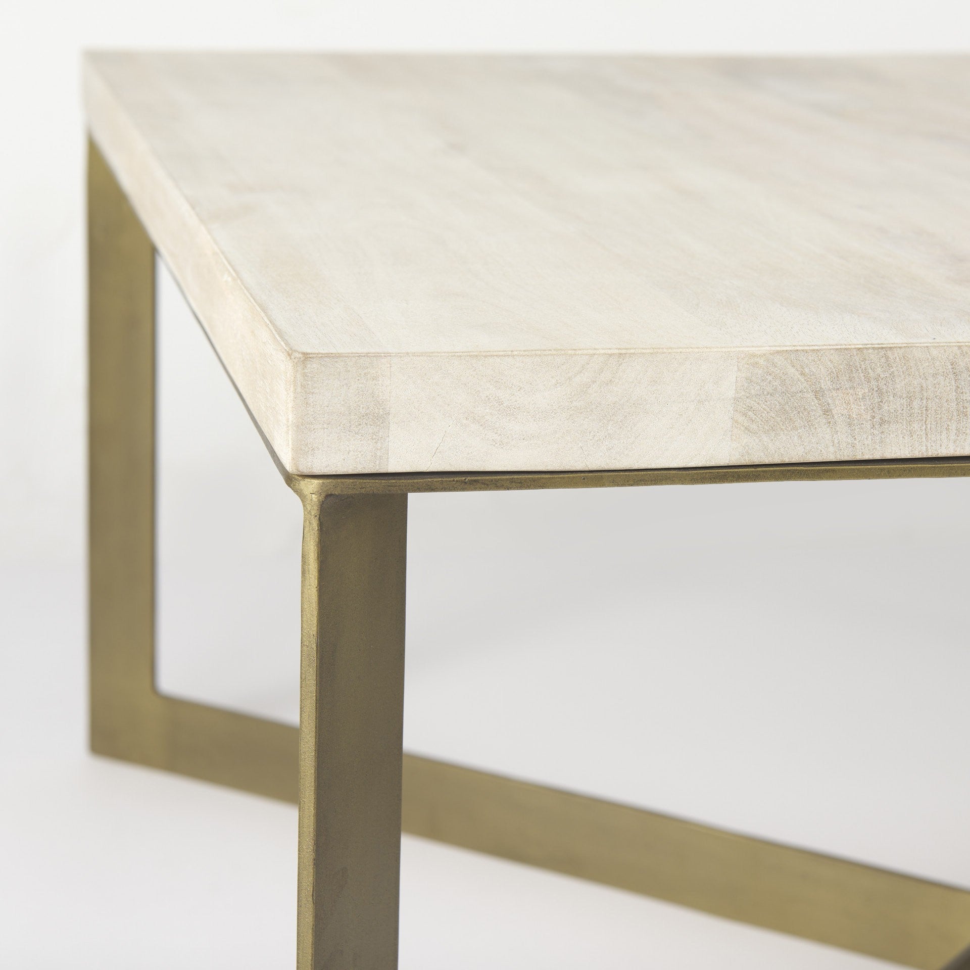 34" Beige Wood and Metal Square Coffee Table-5