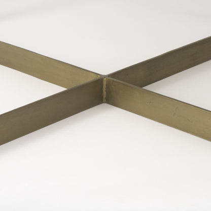 34" Beige Wood and Metal Square Coffee Table-7