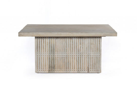 40" Ivory Solid Wood Lift Top Pedestal Coffee Table-1