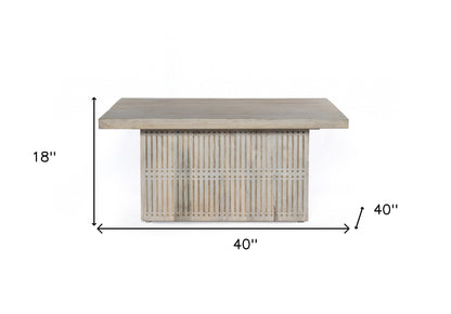 40" Ivory Solid Wood Lift Top Pedestal Coffee Table-8