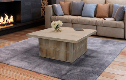 40" Ivory Solid Wood Lift Top Pedestal Coffee Table-7