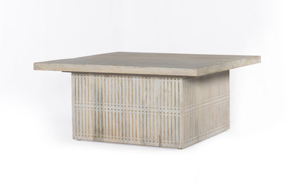 40" Ivory Solid Wood Lift Top Pedestal Coffee Table-2